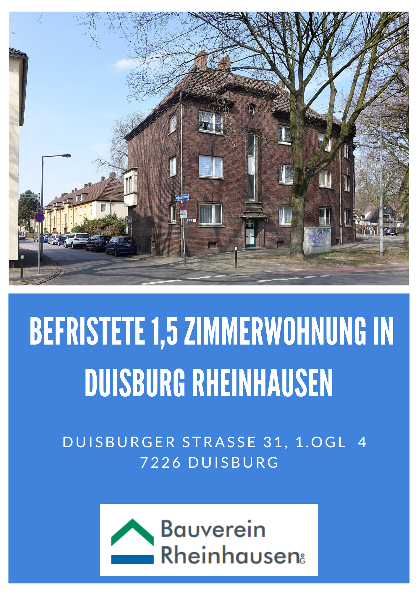 Befristete 1,5 Zimmerwohnung – Duisburg Rheinhausen, 47226 Duisburg, Etagenwohnung