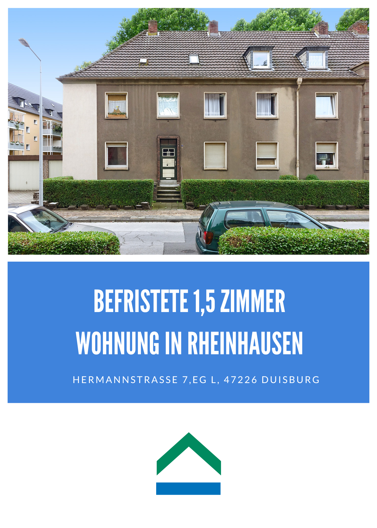 Befristete 1,5 Zimmerwohnung im Zentrum von Rheinhausen, 47226 Duisburg, Erdgeschosswohnung