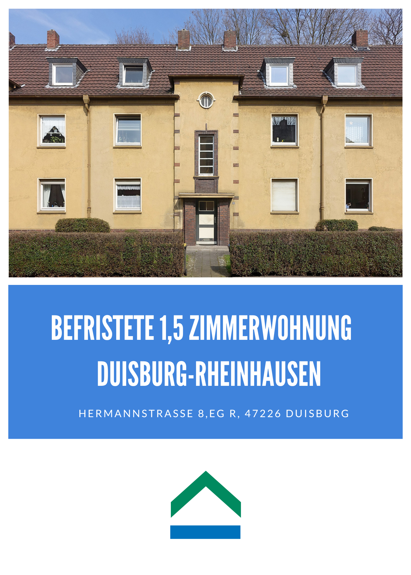Befristete 1,5 Zimmer Wohnung – Duisburg Rheinhausen, 47226 Duisburg, Erdgeschosswohnung